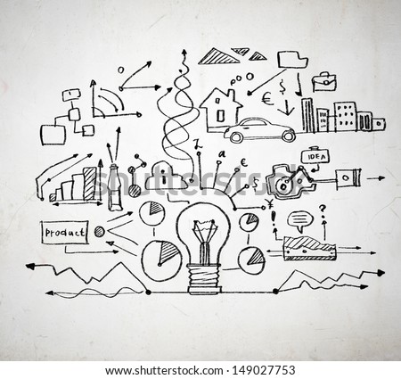 Business ideas sketch image on white background