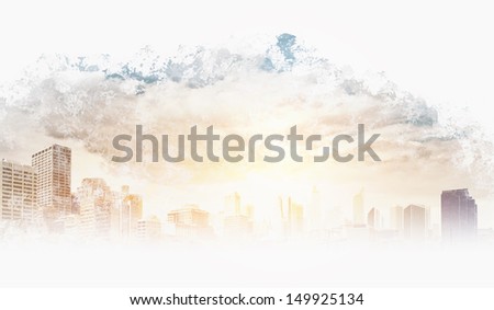 Abstract background image with cloudy city illustration