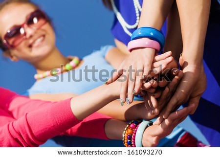 Group of young happy people. Unity concept