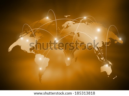Background digital image of world map with connection lines