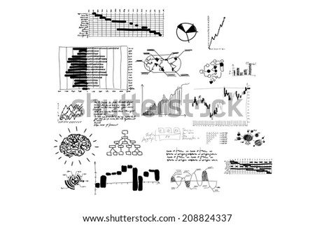 Background conceptual image with business sketches and diagrams