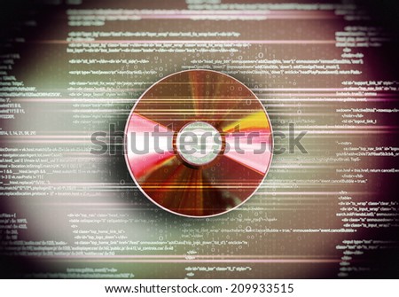 Conceptual image with CD disk and binary code