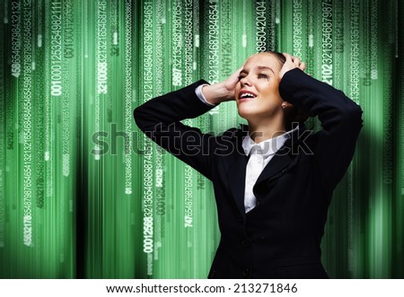 Troubled crying businesswoman with hands on head