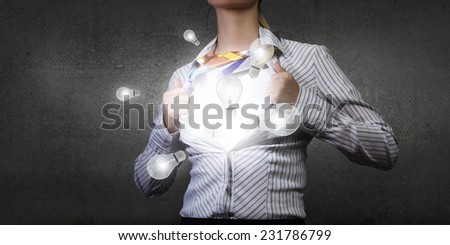 Young woman tearing shirt on chest. Idea concept