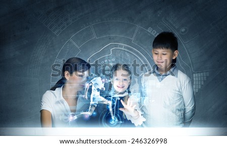 Young teacher and her pupils doing tests lesson