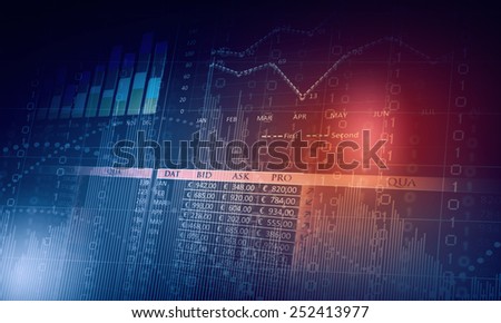 Background image with financial charts and graphs on media backdrop