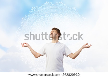 Young man representing soul balance and meditation concept