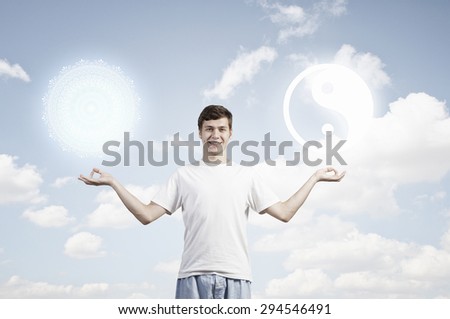 Young man representing soul balance and meditation concept