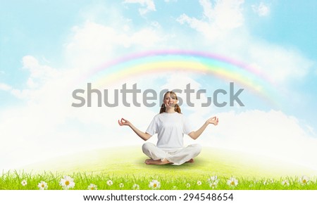 Young woman representing soul balance and meditation concept