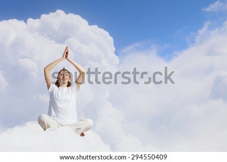 Young woman representing soul balance and meditation concept