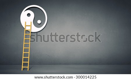 Coceptual image with ladder to yin yang symbol