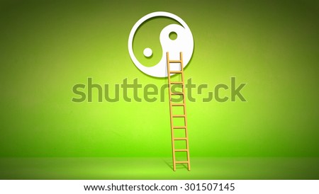 Conceptual image with ladder to yin yang symbol