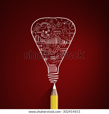 Idae concept image with pencil drawing light bulb