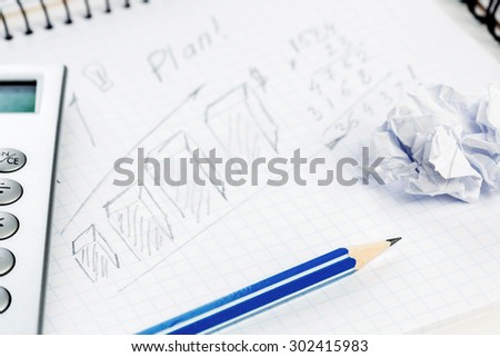 School and office supplies lying on table