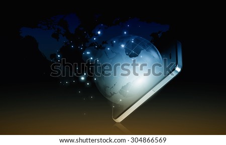 Mobile internet concept with mobile phone and digital planet