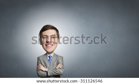 Funny smiling business man with a big head