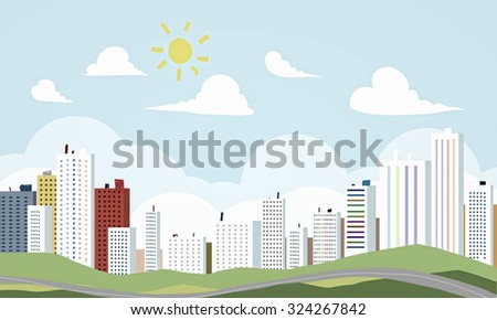 Collage background image with business office buildings