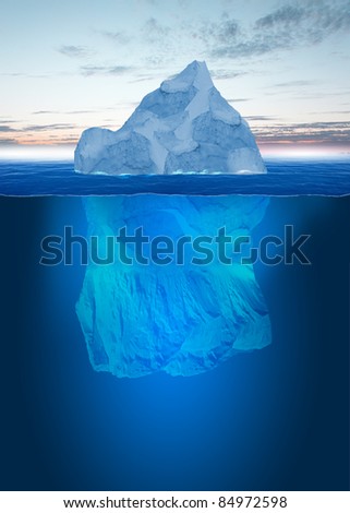 Antarctic iceberg in the ocean. Beautiful polar sea background.