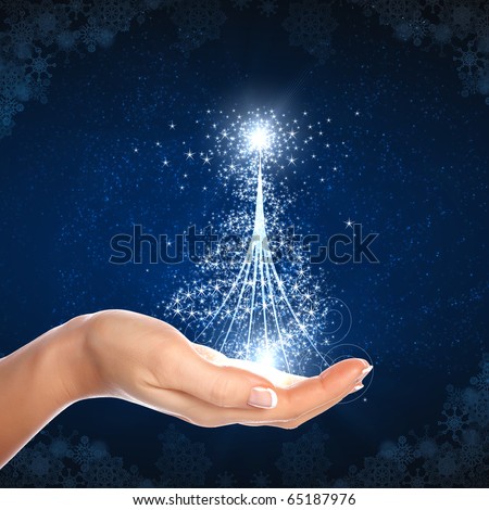 New abstract background with his arms and gifts. Happy New Year and Merry Christmas!