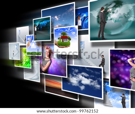 Colour images flow representing modern media technology