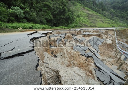 Asphalt Cracked Road Collapsed