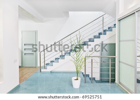 Similar – Image, Stock Photo Stairs with banister, door and ashtray in front of dirty wall