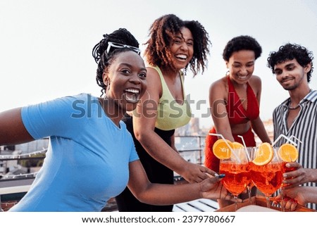 Similar – Image, Stock Photo Man enjoying a cocktail on the lounger in summer