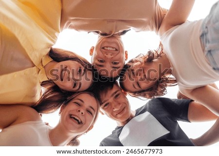 Similar – Image, Stock Photo Cheerful teenager having fun with jet of water