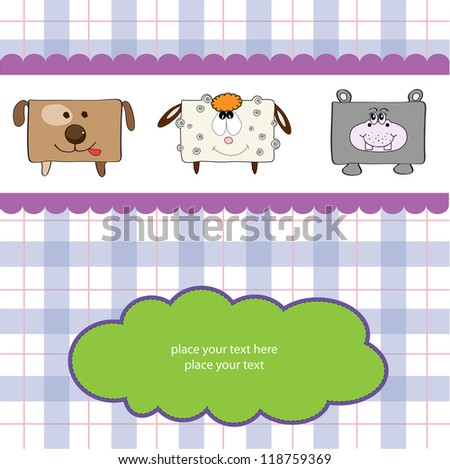 baby shower card with funny cube animals