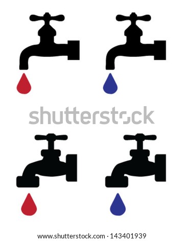 Silhouettes of water faucet-vector