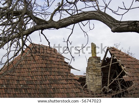 Old stable roof in need of repair.