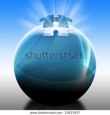 Hope solution Crisis Concept - Abstract Blue Sphere Globe Puzzle Composition