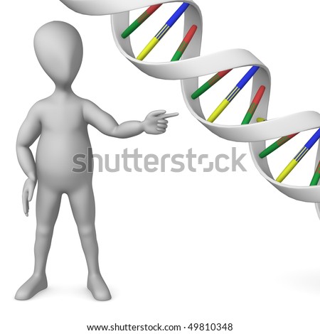 3d Render Of Cartoon Character With Dna Molecule Stock Photo 49810348 ...