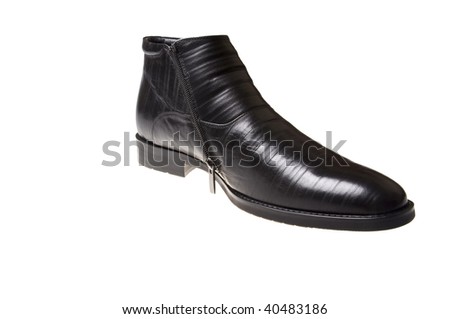 black shiny man's shoe  isolated on white background