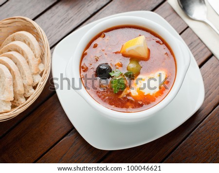 A rich Soup with a variety of Smoked Meats, Ham, Sausages and Olives