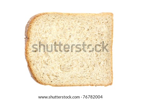 Piece of toast bread isolated on white background in Close-up
