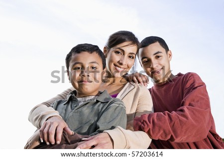 Similar – Image, Stock Photo Portrait of three kids lying on a grass