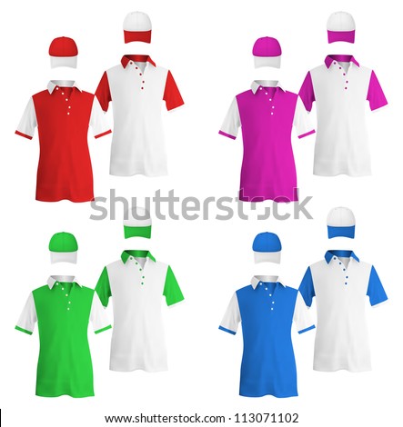 Plain Polo T-Shirt Template. Stock Vector Illustration 113071102 ...