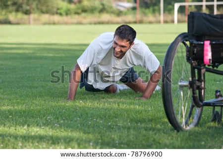 young handicapped man exercise