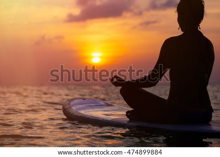 Similar – Image, Stock Photo Woman practicing on paddleboard in sea