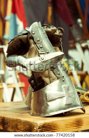 Medieval armor and weapons at Medieval festival from Brasov city