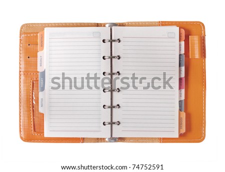orange binder paper spiral notebooks isolated on white