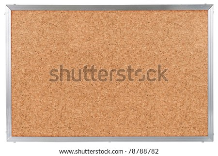 Cork board with aluminum frame. isolated on white