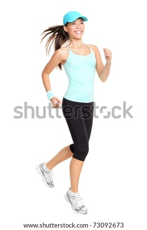 Image, Stock Photo Sporty female jogger standing on seaside