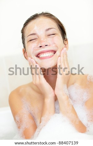 Similar – Image, Stock Photo Happy women with soap bubbles in nature