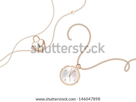 Vintage pocket watch with golden chain