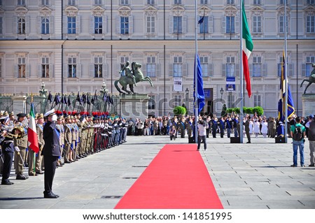TURIN - JUNE 2: Parade of Italian Army during the celebrations of Italian Republic Day on June 2, 2013 Turin, Italy.