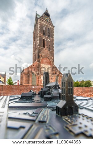 Similar – Image, Stock Photo Marienkirche in Wismar in the sunset.