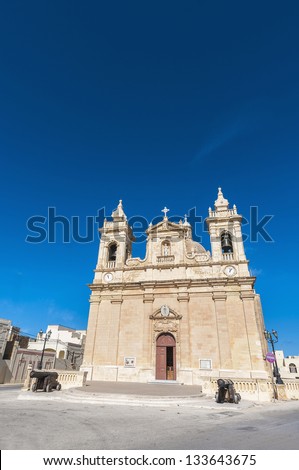 Parish church of Zebbug on the Maltese island of Gozo, Malta