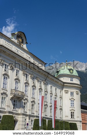 The Imperial Palace (Hofburg), the former Habsburg palace in Innsbruck, Austria.